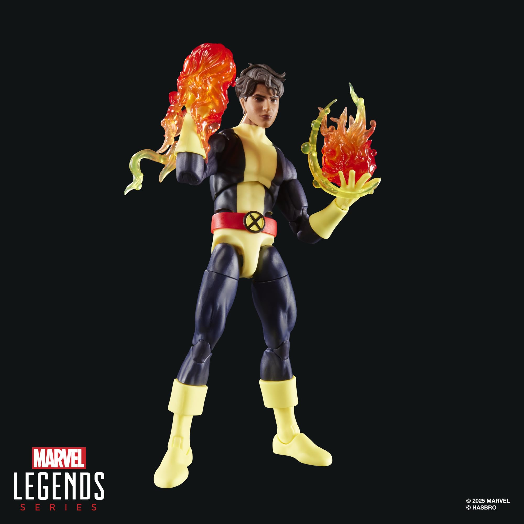 X-Men Sunspot packaging, retro blister card art.