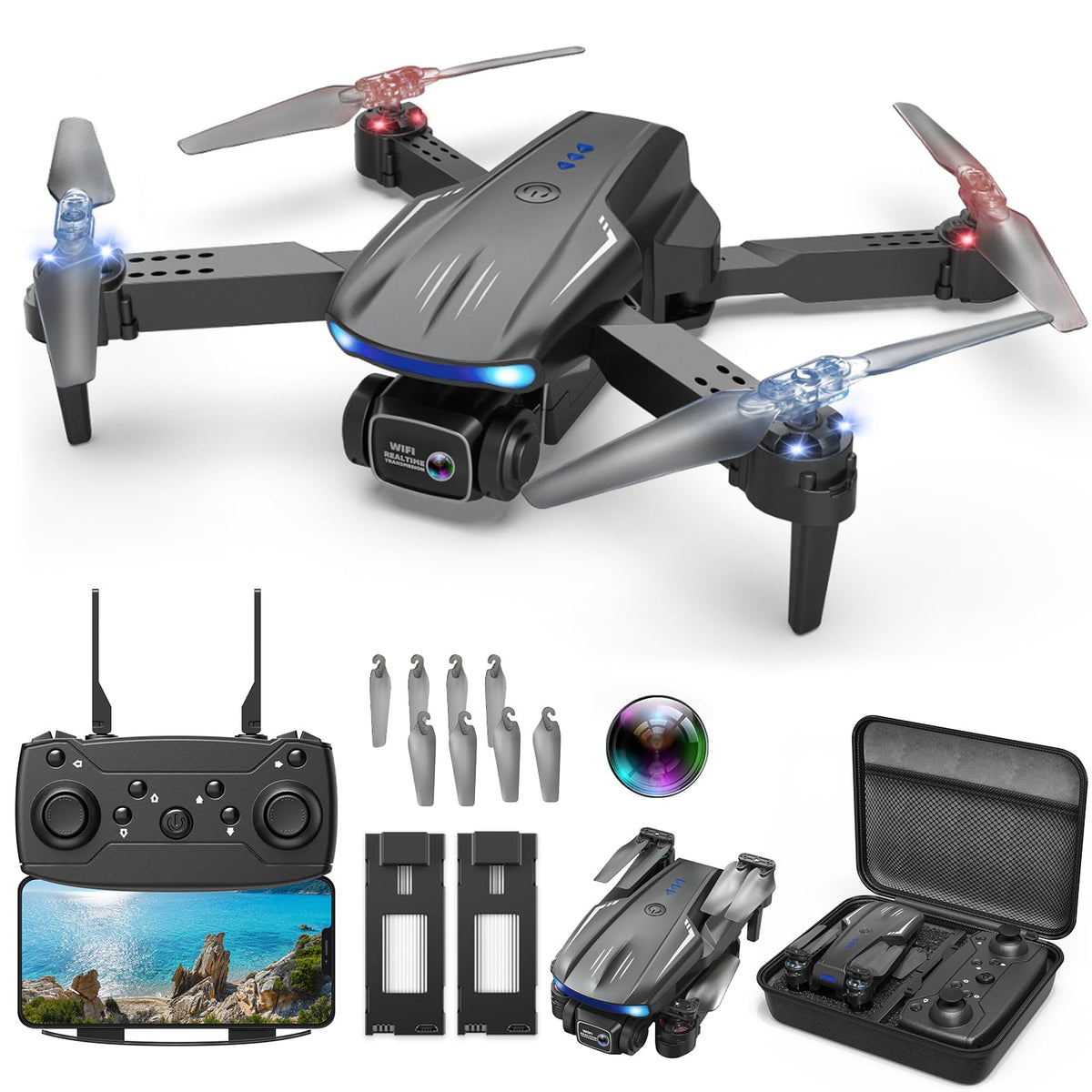 X-shop drone with 1080P camera captures sharp aerial views for social sharing.