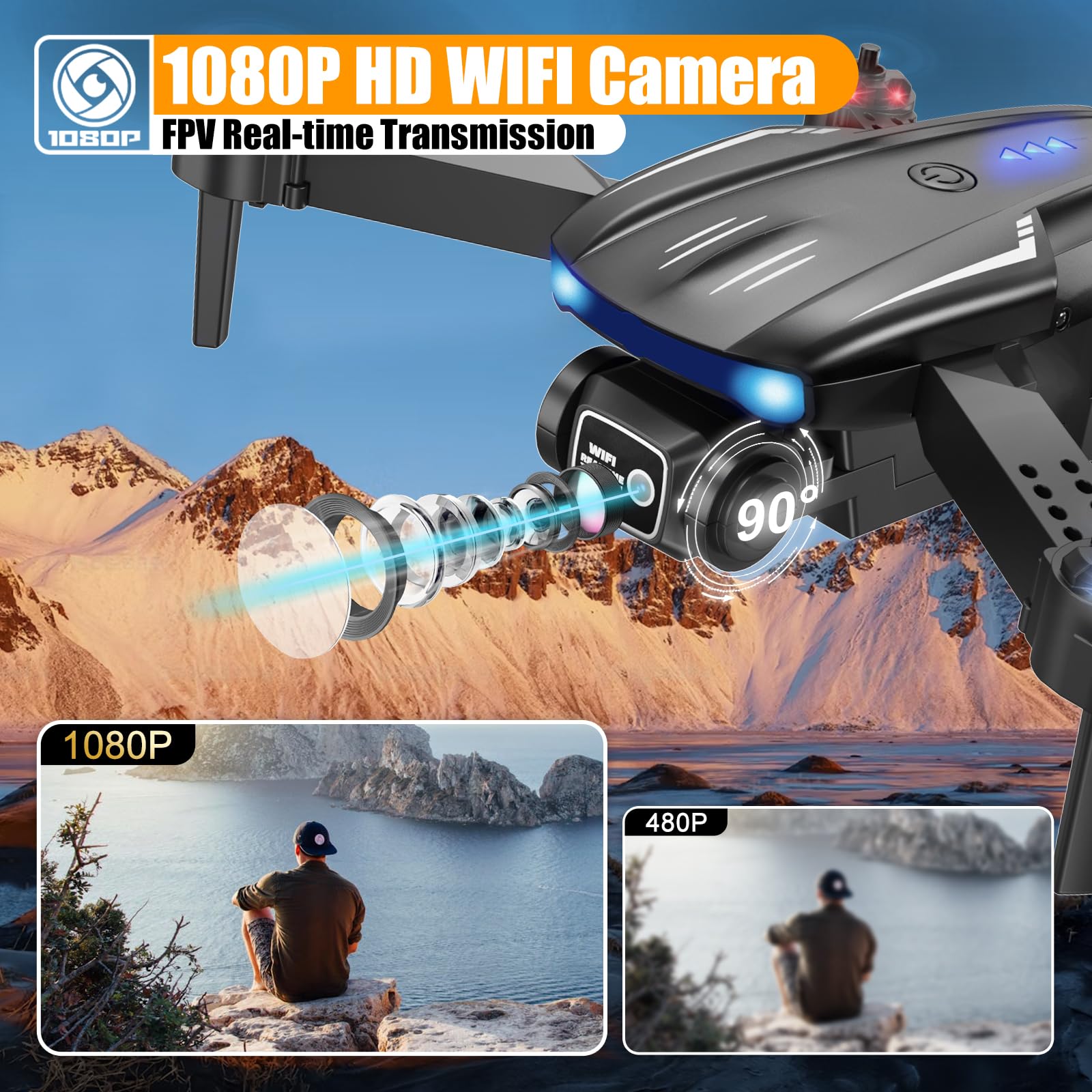 X-shop drone foldable design fits in a compact bag for easy travel.