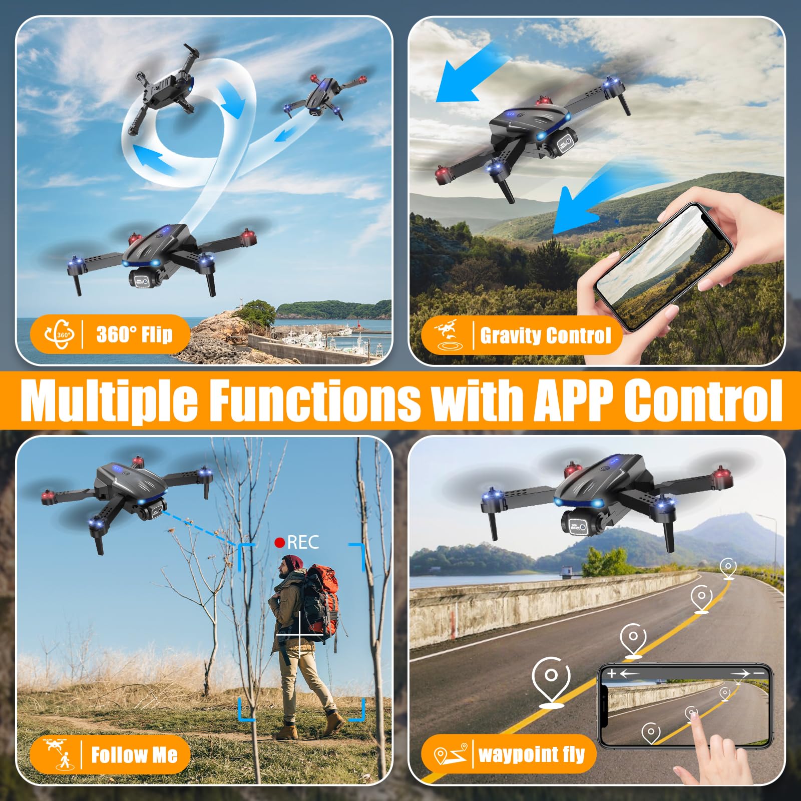 X-shop drone two batteries extend flight time up to 30 minutes.