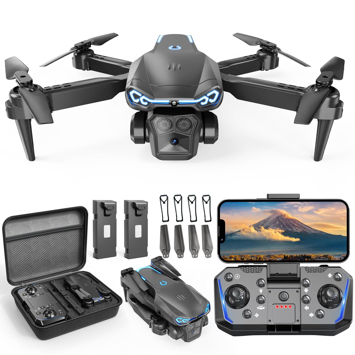 X-shop foldable drone with 1080P camera for crisp aerial shots on the go.