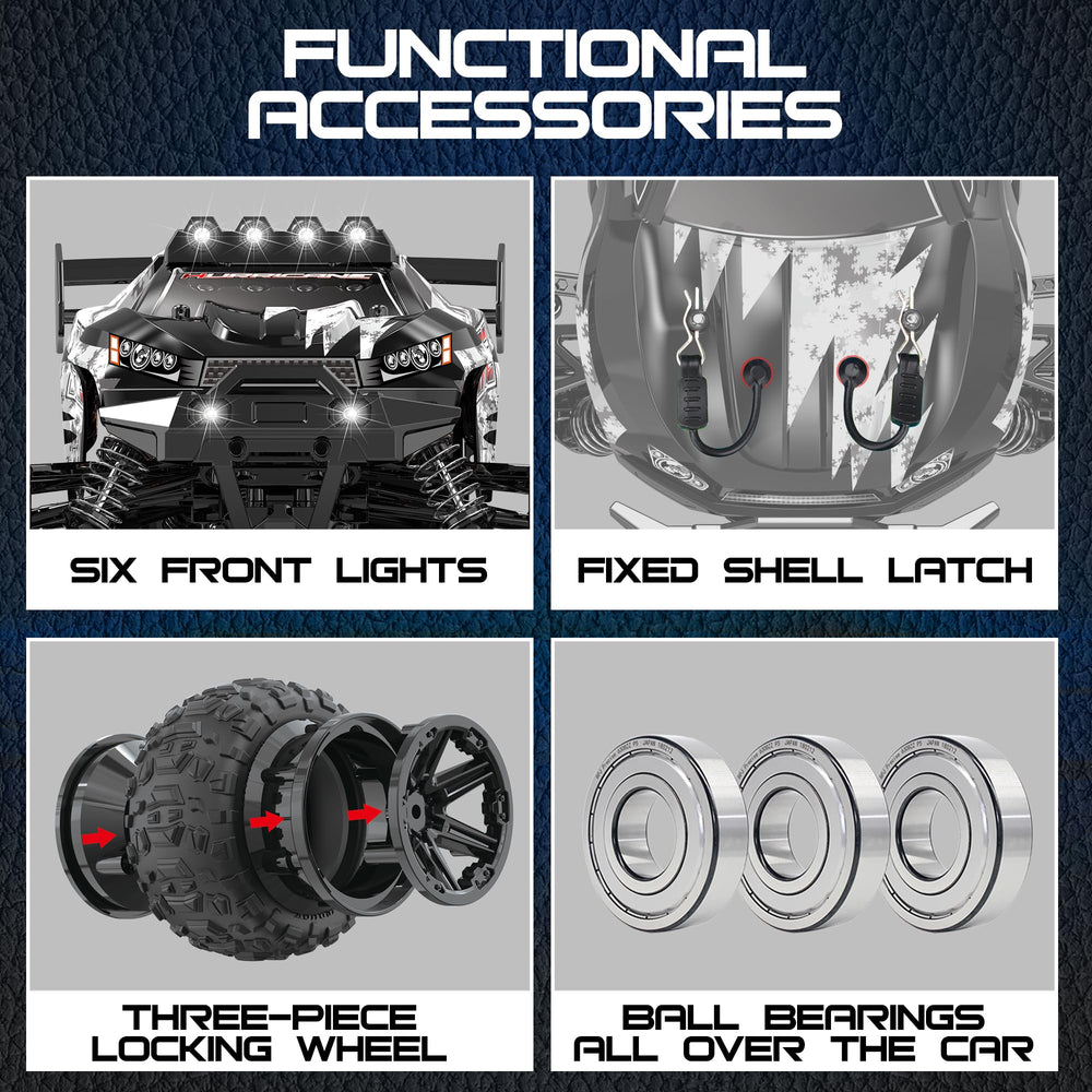 X-TMAGA HS14323 2.4GHz transmitter with trim and speed controls for precise driving.
