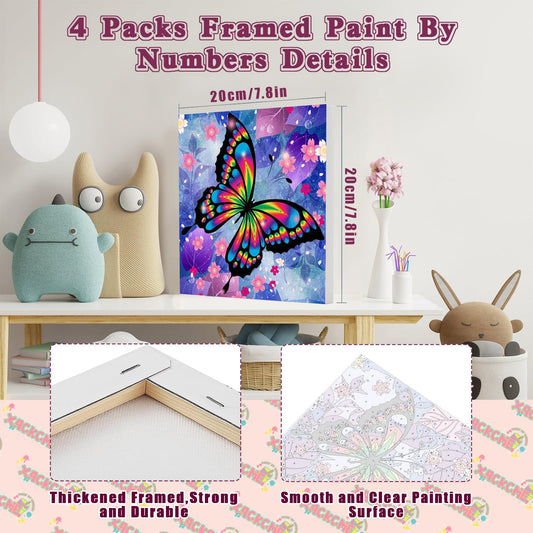 Xackcme butterfly paint by numbers close-up paints demonstrate vibrant acrylic pigments for kids