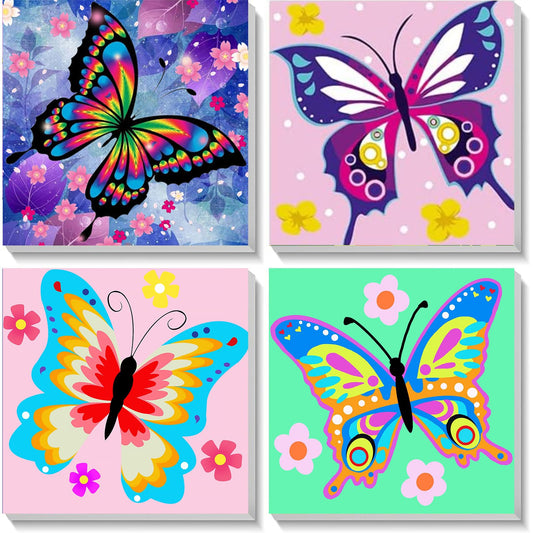 Xackcme butterfly paint by number front view showcases kid-friendly framed art kit