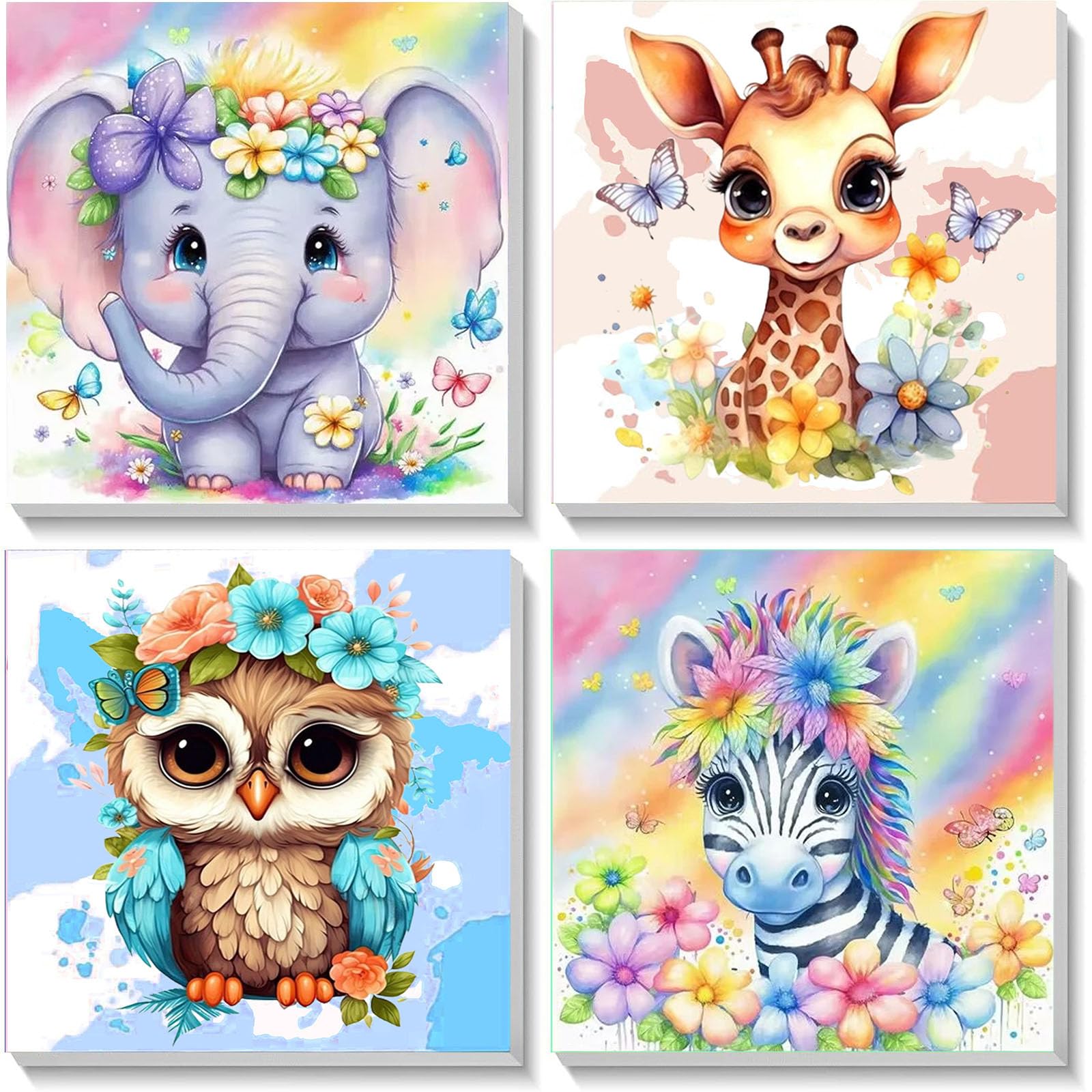 Xackcme elephant paint by number with wooden frame for kid-friendly wall decor