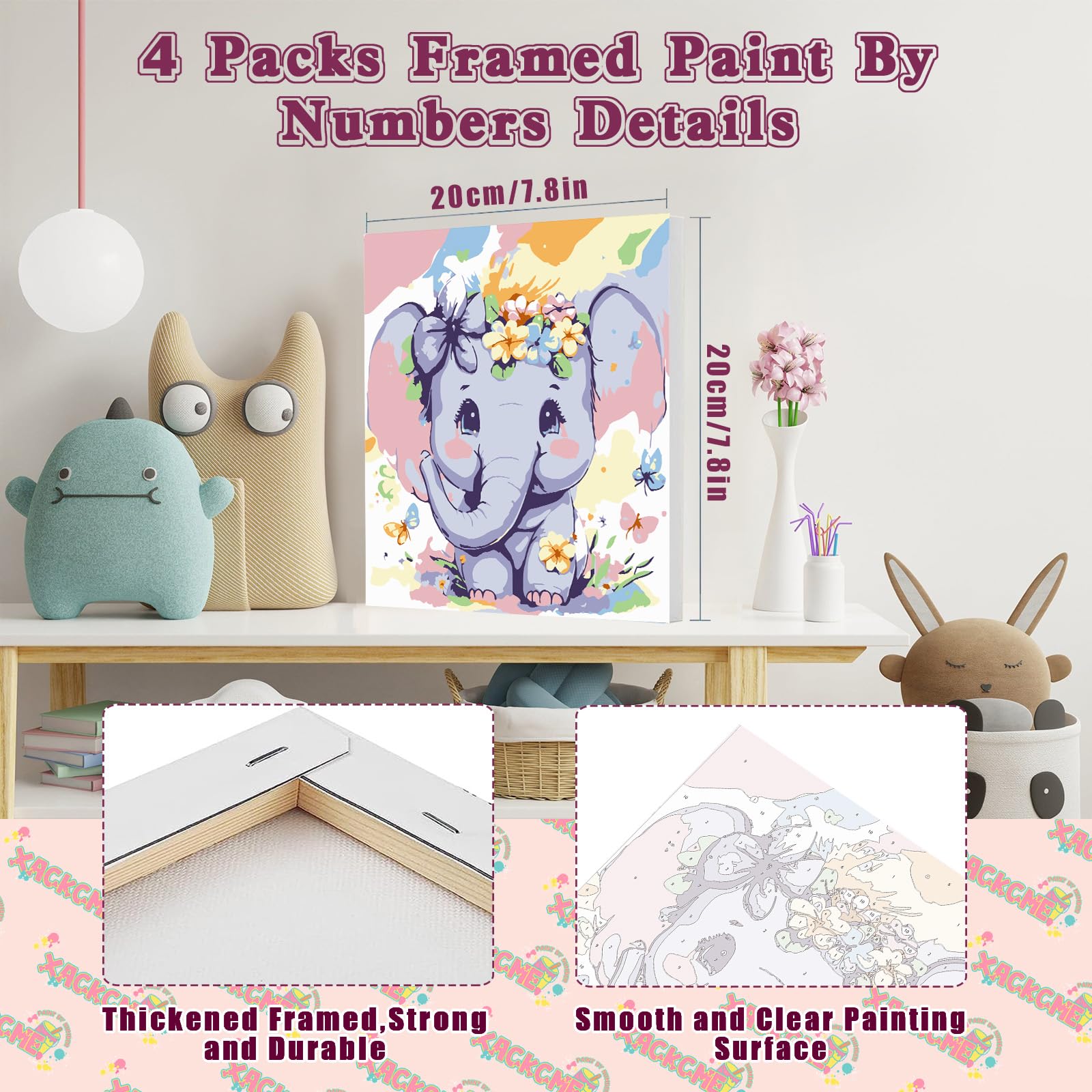 Xackcme owl paint by number framed canvas encourages creative color work