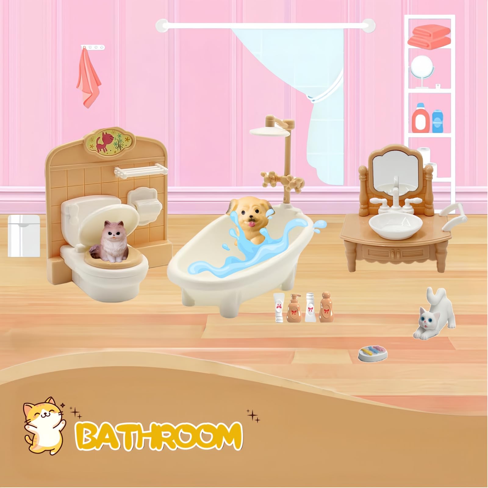 Xadothat dollhouse bathroom fixtures for tiny routines and setup