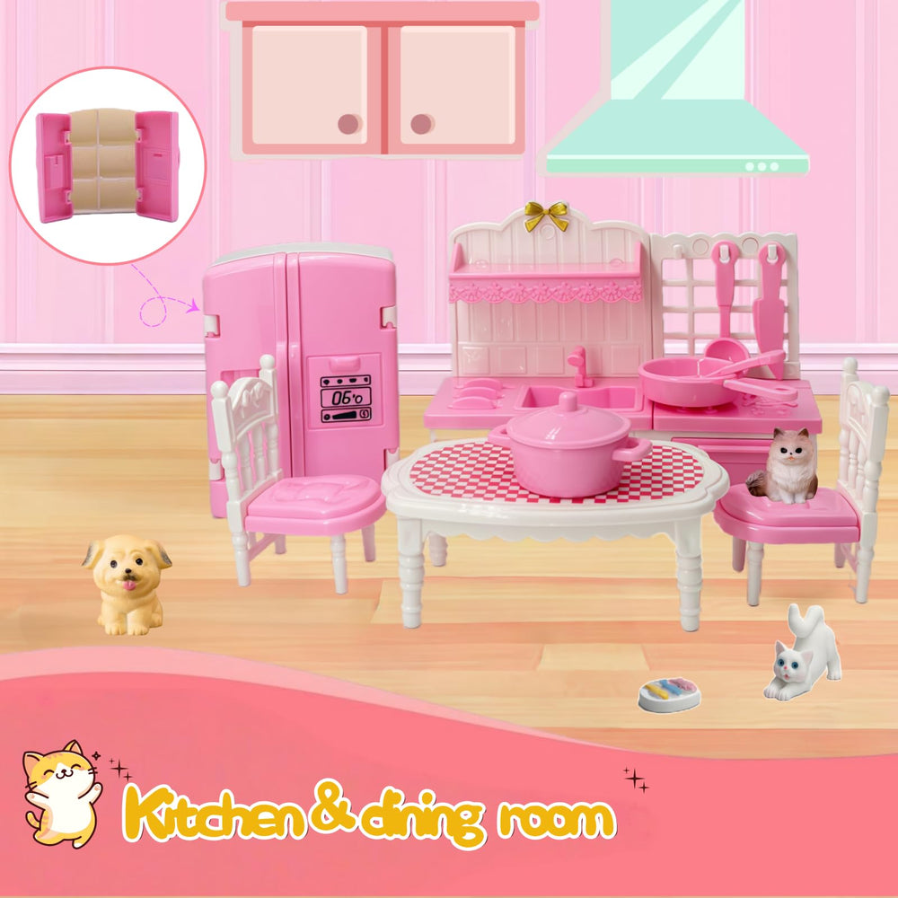 Xadothat pink dollhouse bathroom accessories support pretend cleaning and organization