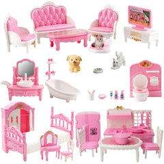 Xadothat pink dollhouse kitchen set with realistic appliances for imaginative play