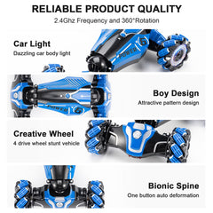 XAMIMM RC stunt car features dynamic lights and music to enhance stunts