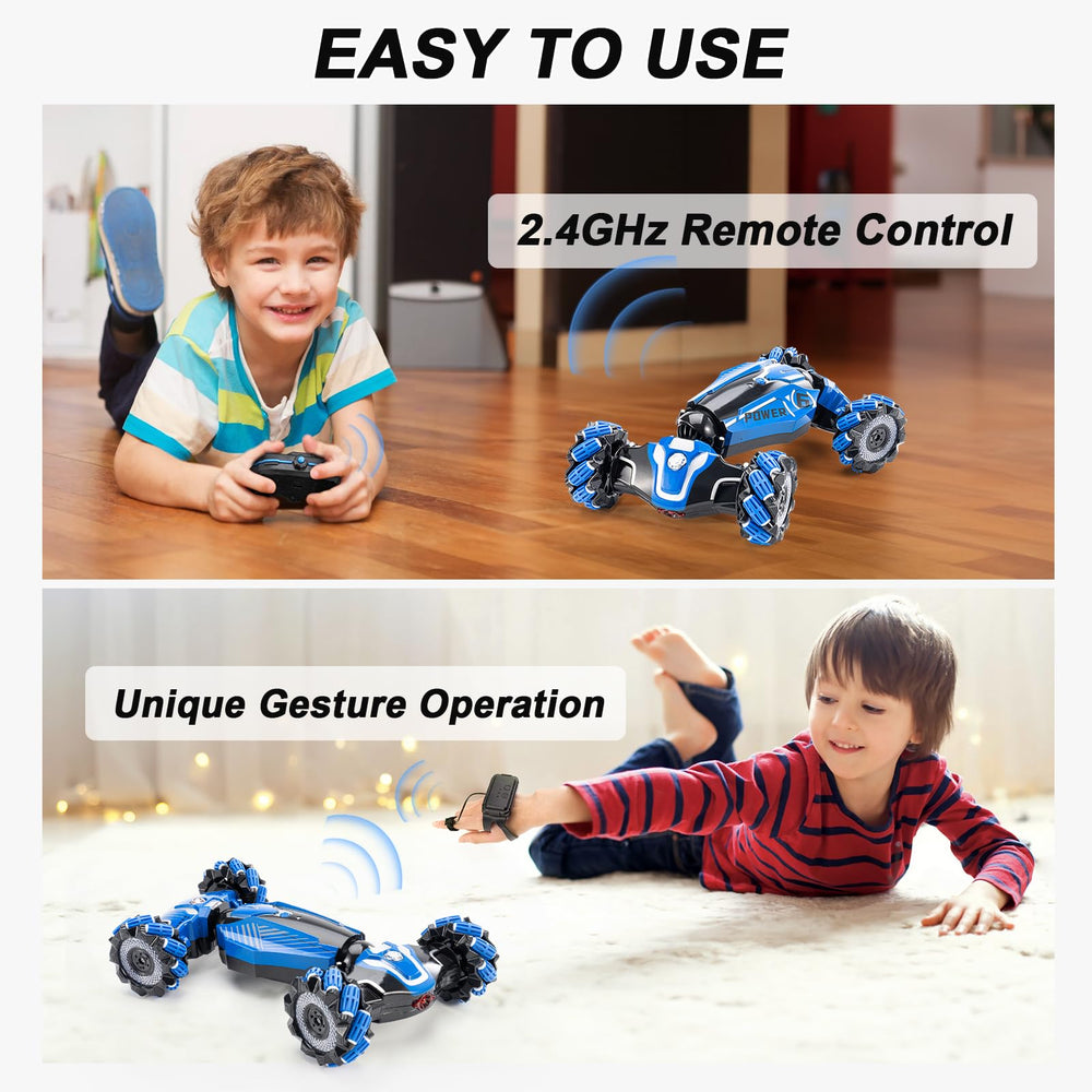 XAMIMM RC stunt car all-terrain ABS tires handle grass and gravel surfaces