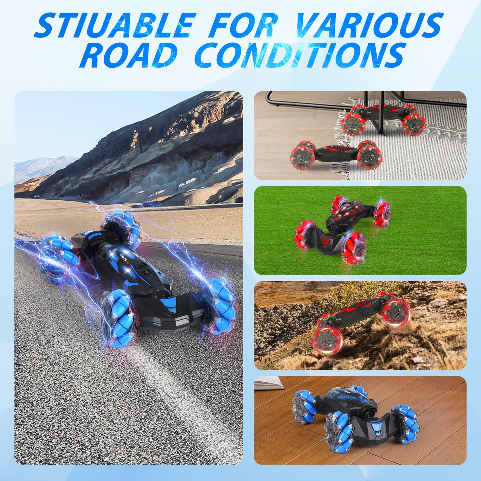 XAMIMM RC car dynamic lights and music enhance evening play sessions.