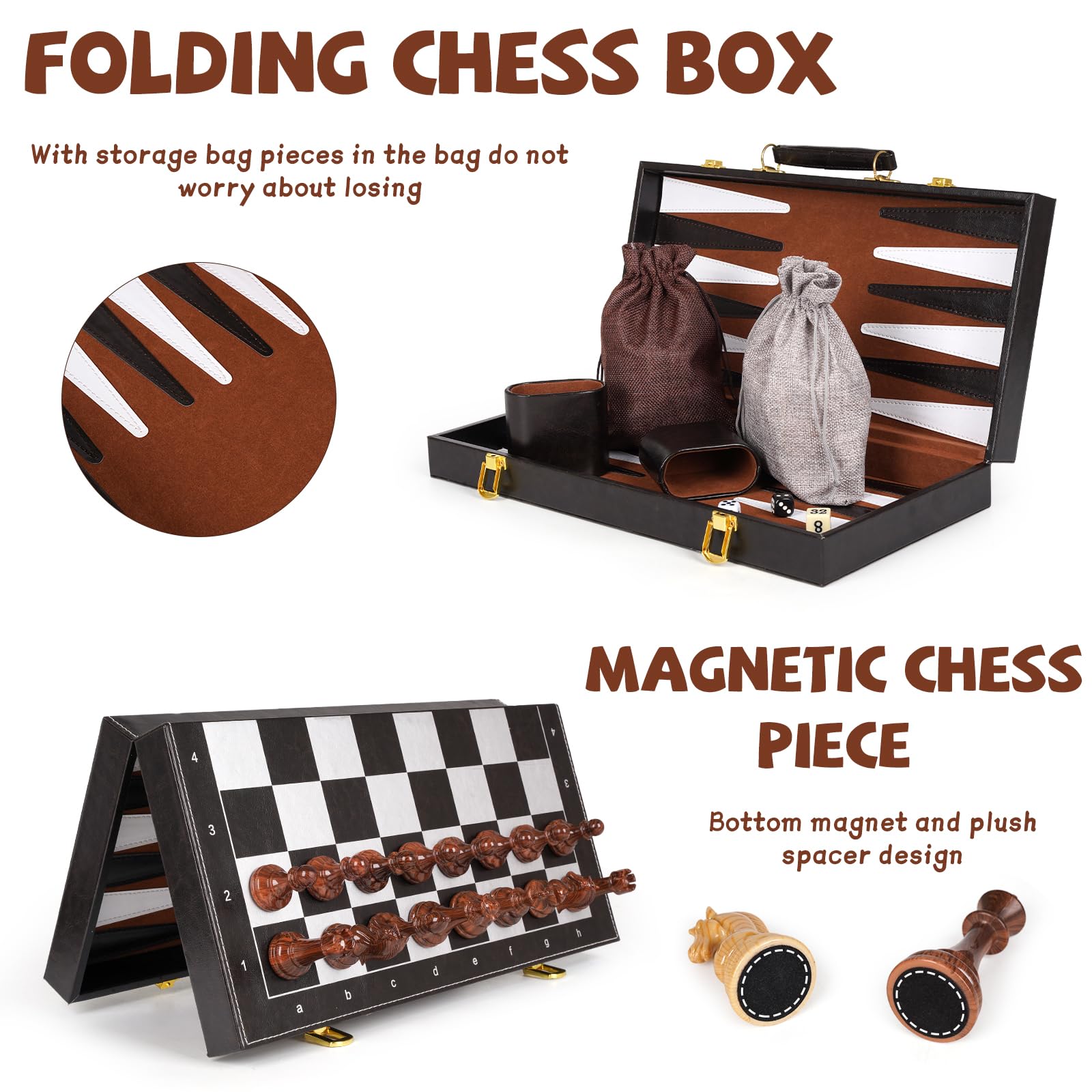 XAOHAO magnetic chess pieces stay secure for steady play.