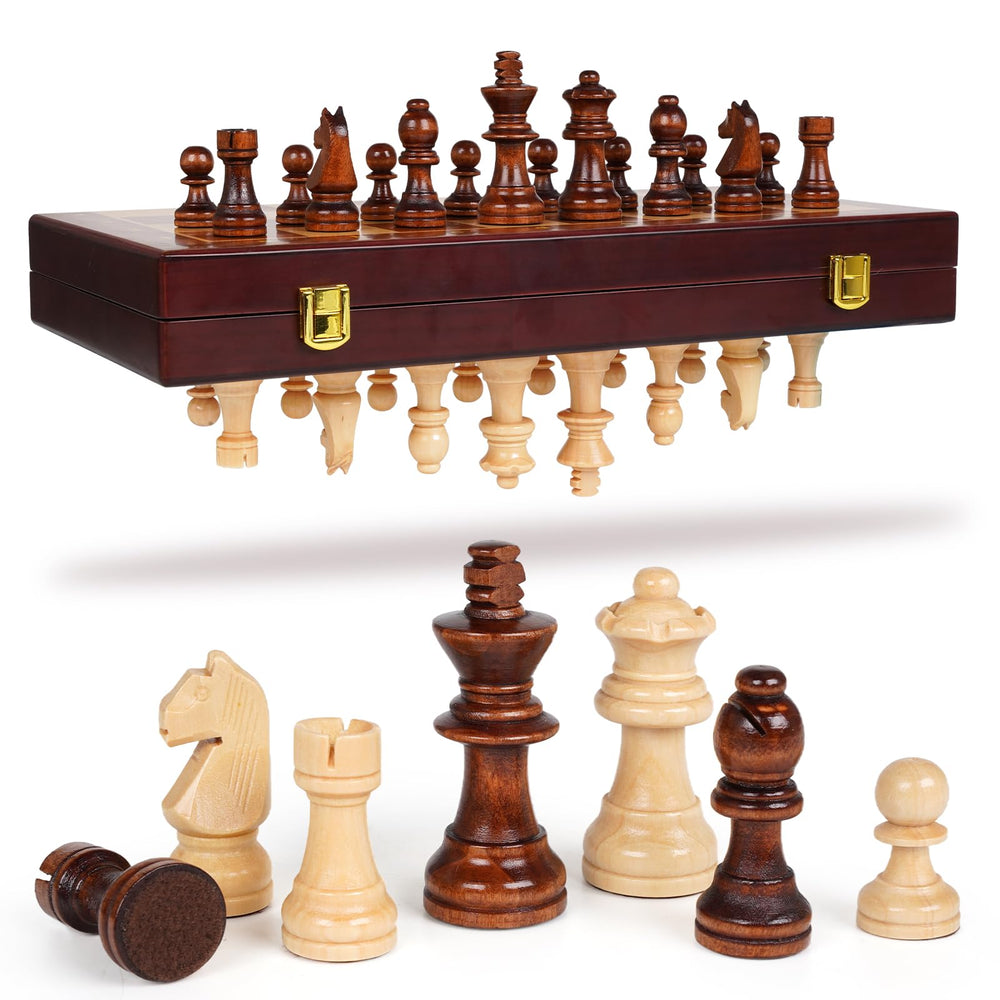 XAOHAO wooden magnetic chess set board folded for travel and storage