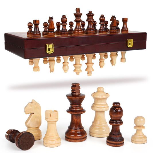 XAOHAO wooden magnetic chess set board folded for travel and storage