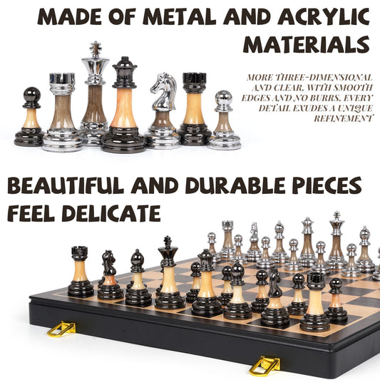 XAOHAO 17-inch wooden chess board showing natural grain and ample play area.