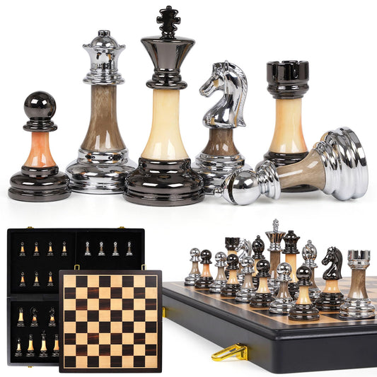 XAOHAO luxury metal and acrylic chess pieces with balanced weight for smooth moves.