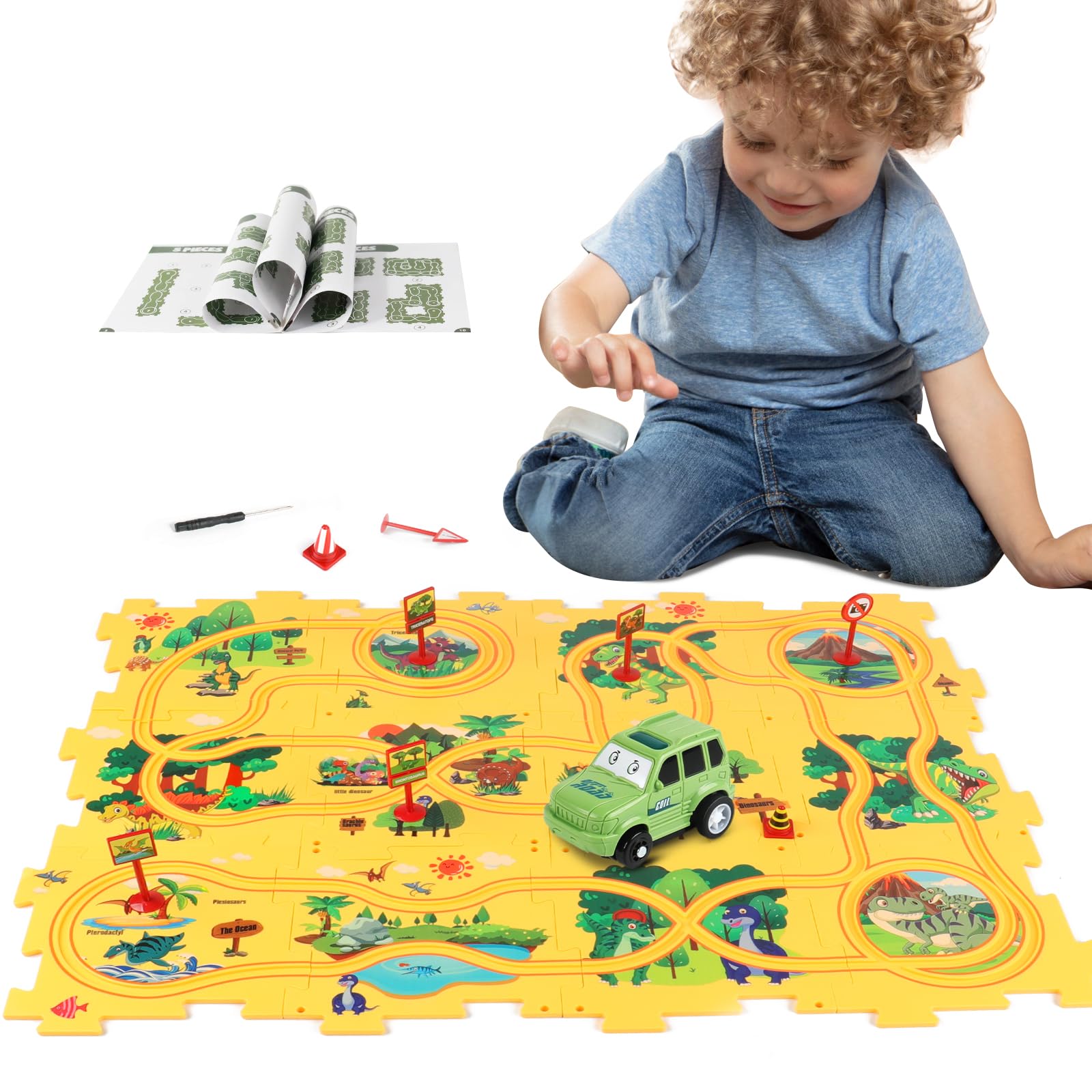 XAZASTOV puzzle track car set ready for imaginative play