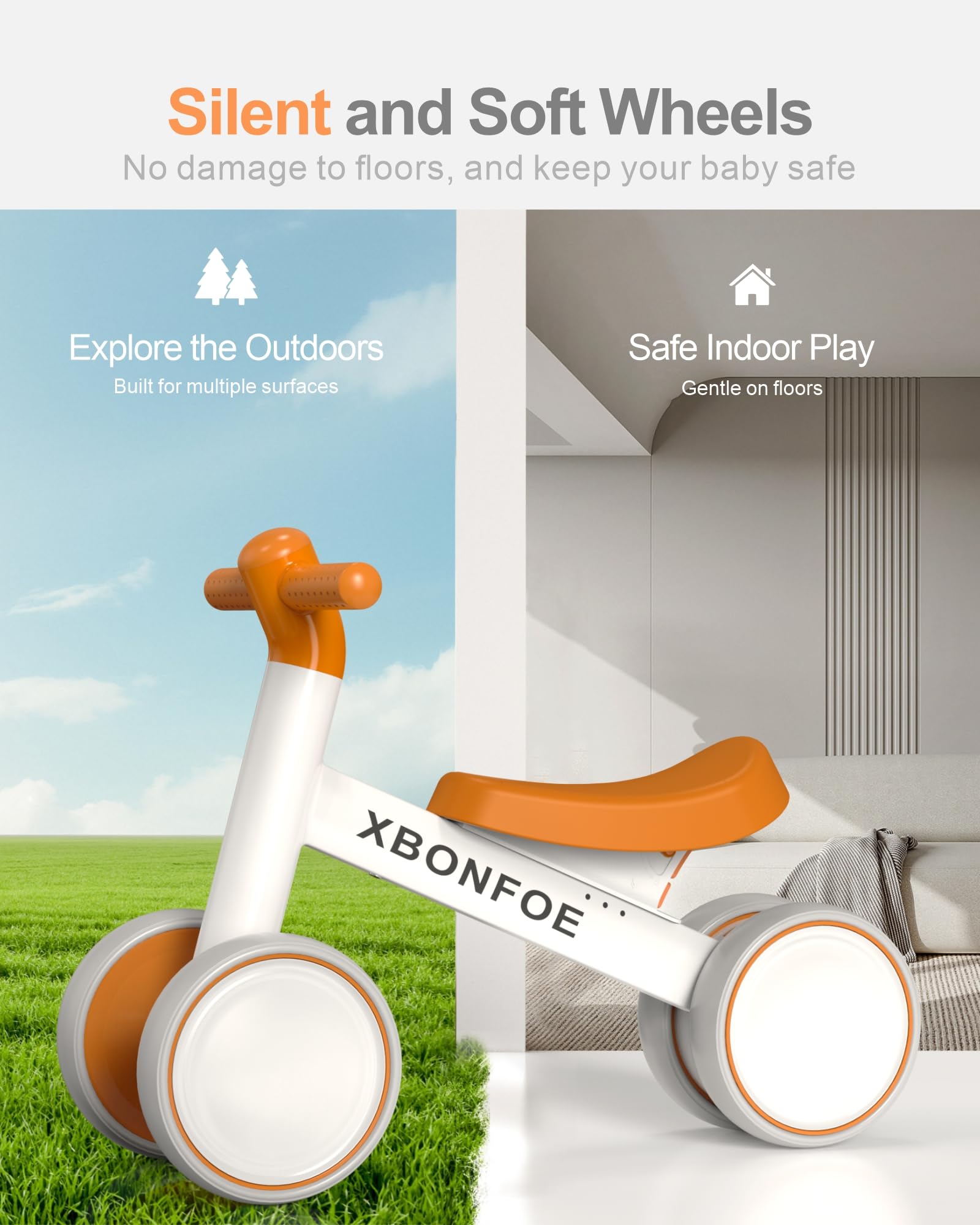 XBONFOE anti-slip wheels enable smooth movement on floors.