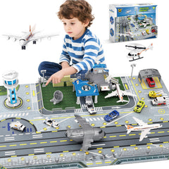 XDUOYJOY airplane toy set with helipad for imaginative airport play
