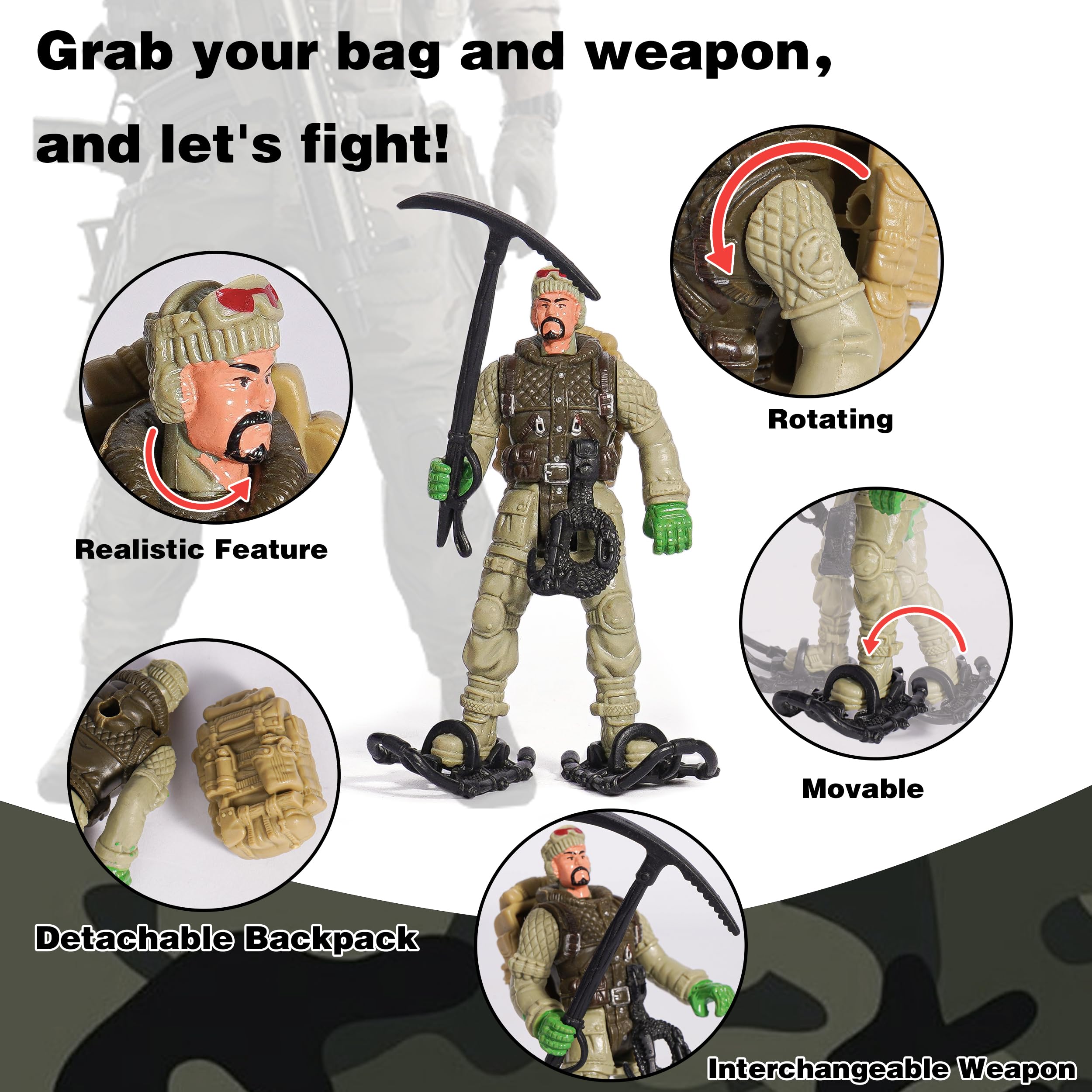 XDUOYJOY army-man posing-action figures support dynamic role-play scenes.