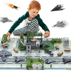 XDUOYJOY Military Base Toy play mat scene with action figures encourages imaginative pretend play