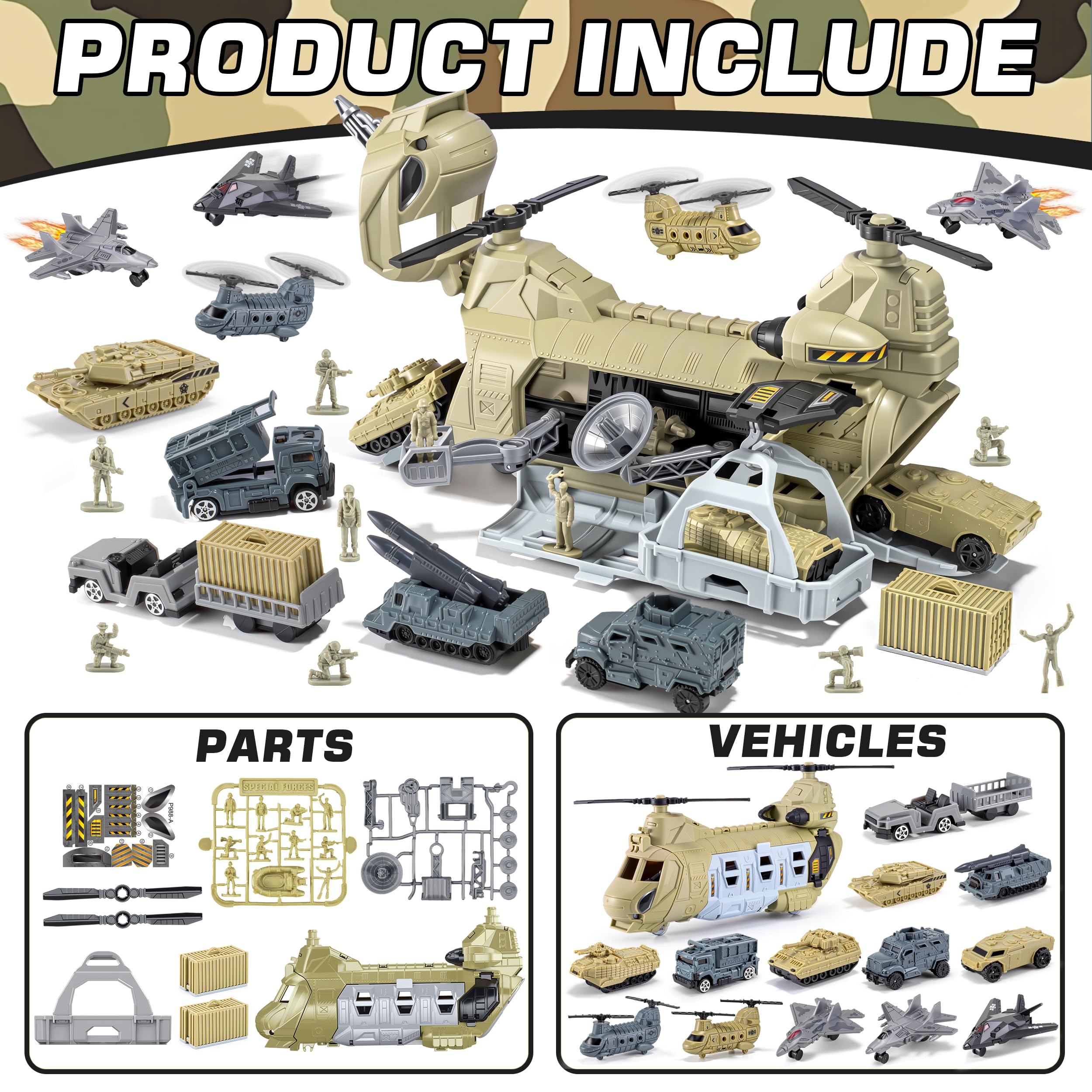 XDUOYJOY military trucks and tanks toy set for dynamic pretend battles and storytelling