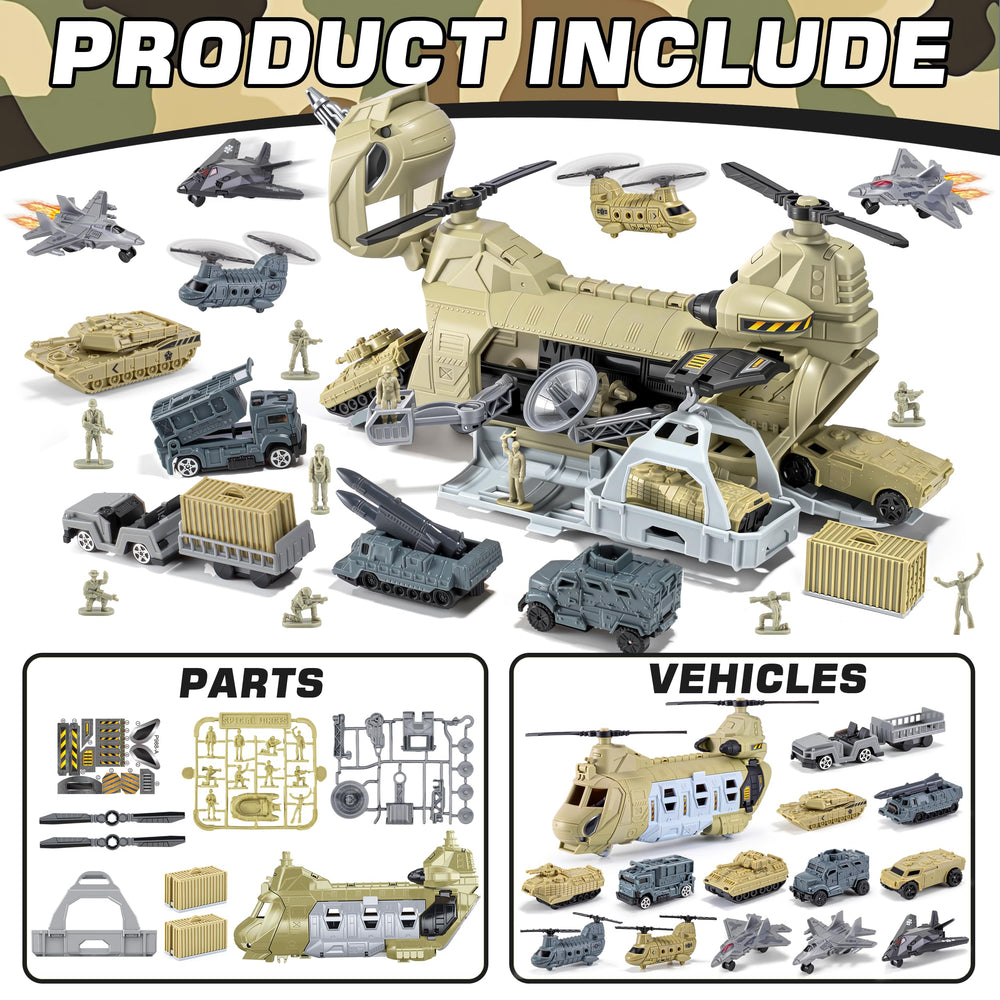 XDUOYJOY military trucks and tanks toy set for dynamic pretend battles and storytelling