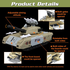 XDUOYJOY tank with movable gun, openable panels for interactive realism