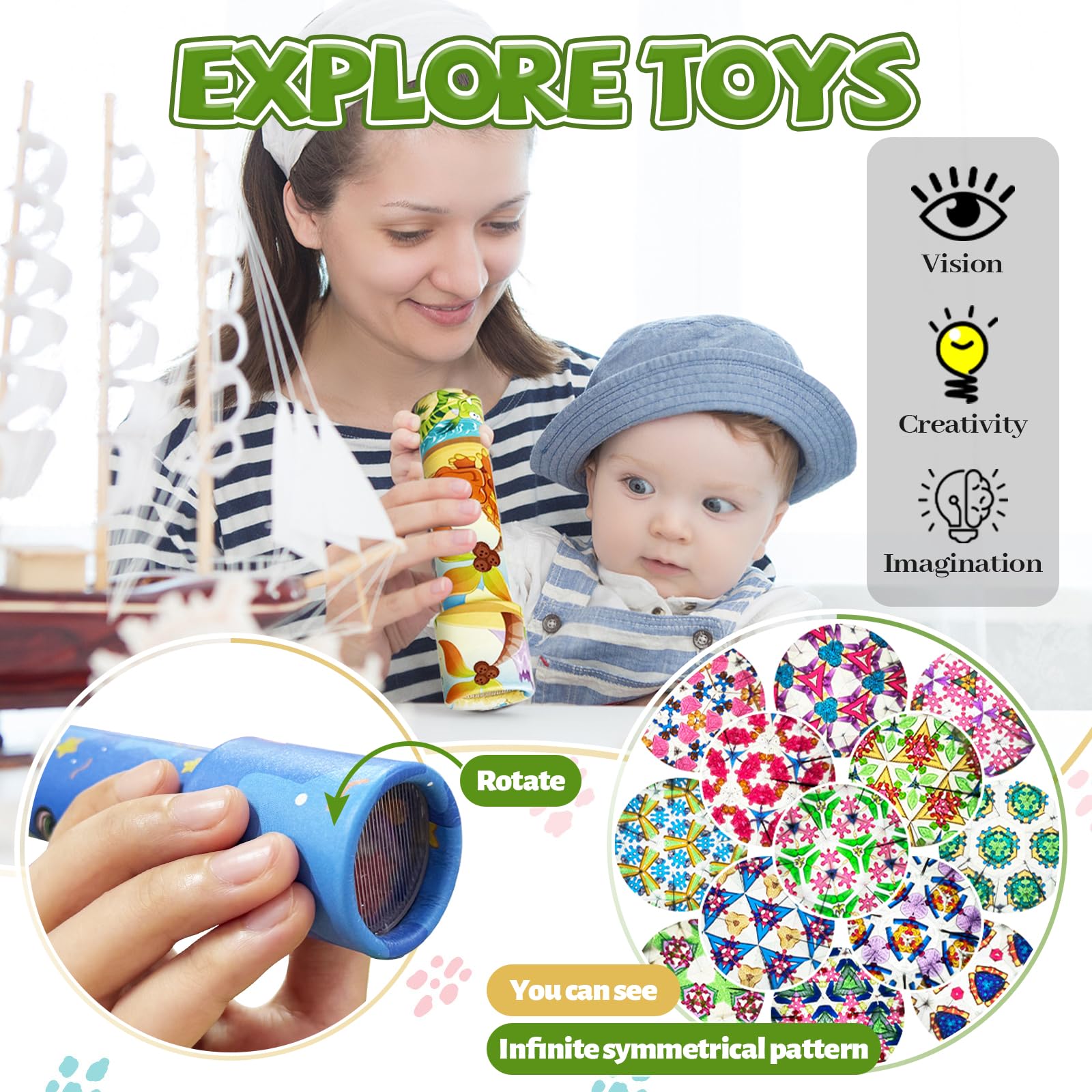 Xeehwb kaleidoscope cute style 4: rotating cylinder reveals stunning color symmetry.