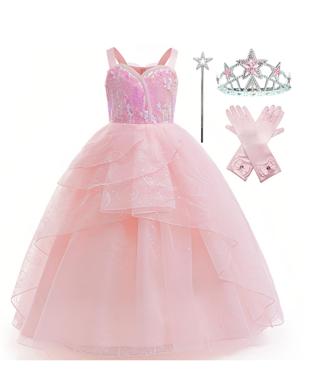 Xefenki Good Witch Glinda dress with fluffy skirt and sequins for magical playtime