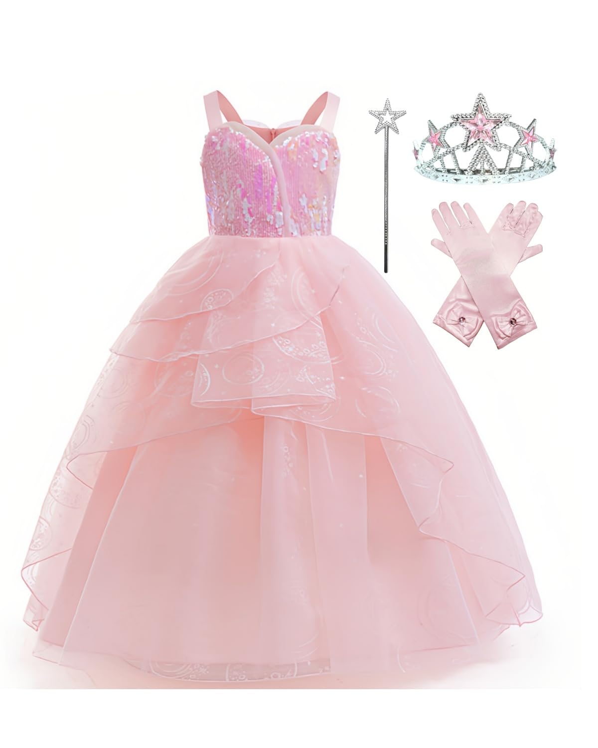 Xefenki Good Witch Glinda dress with fluffy skirt and sequins for magical playtime