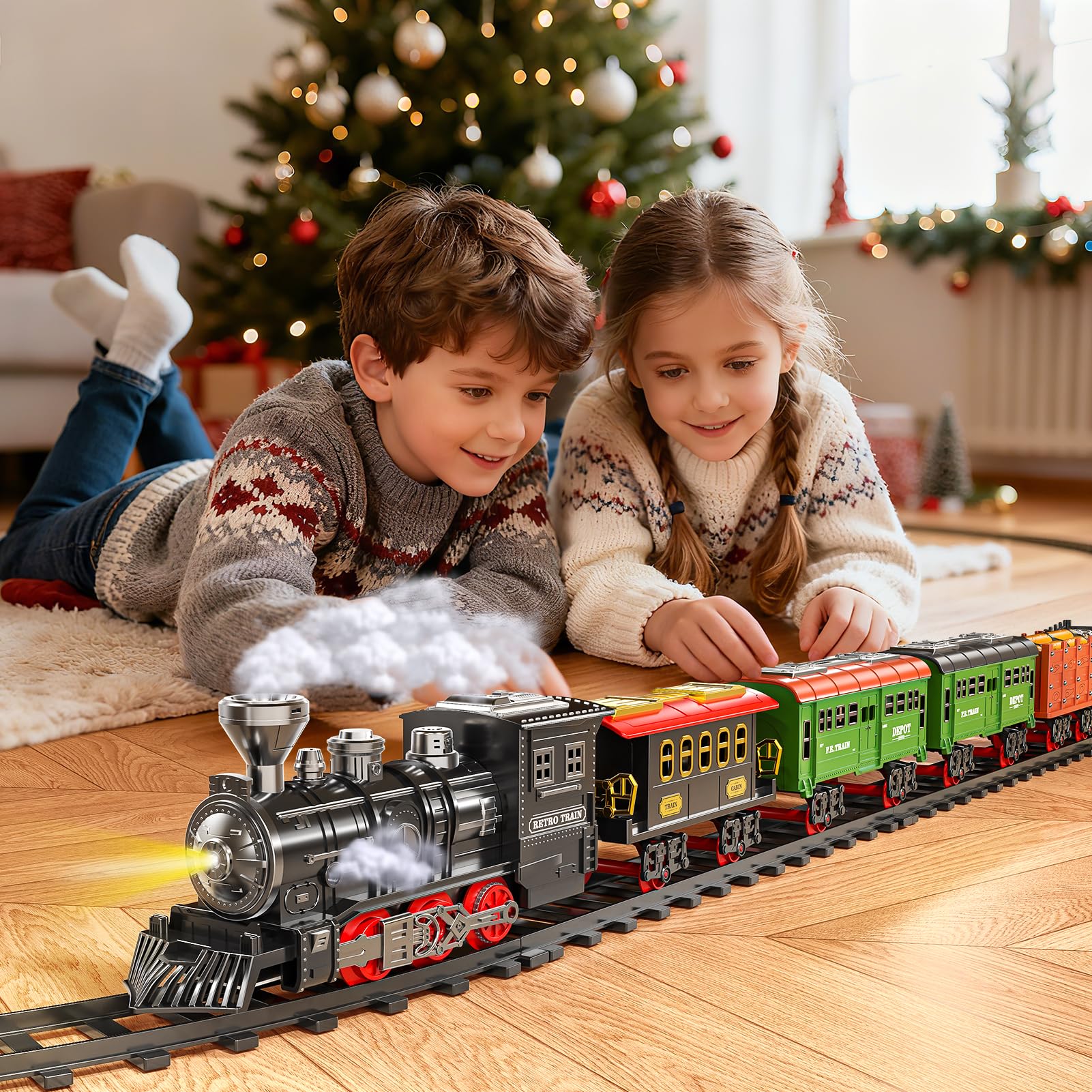 Xelabrion Classic Train Set carriages arranged for imaginative journeys