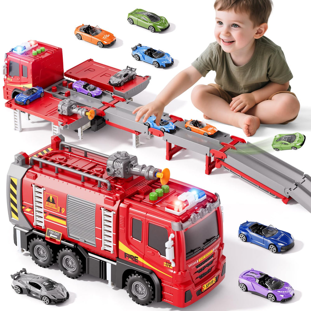 Xelabrion fire truck set compact storage case keeps play organized