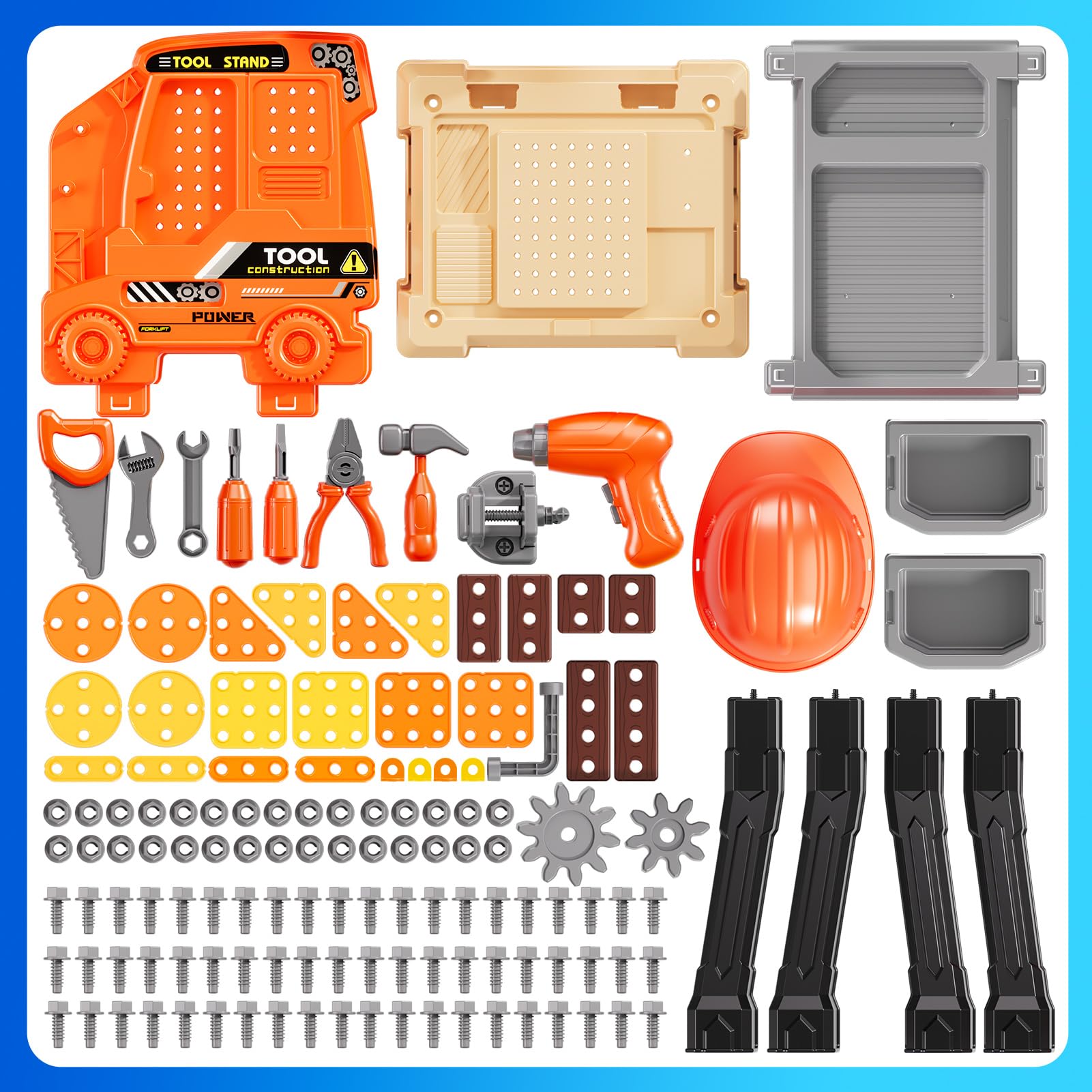 Xelabrion Kids Tool Bench Set sturdy design supports durable, energetic play.