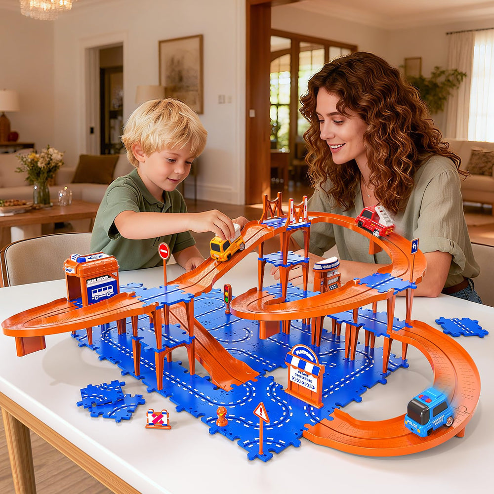 Xelabrion multi-level 3D track encourages planning and fine motor skills.