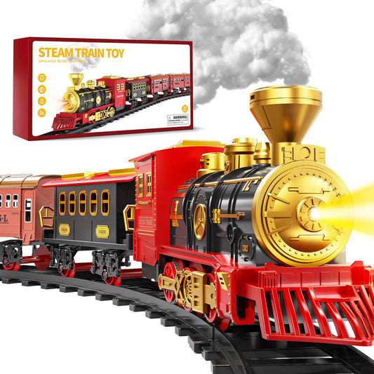 Xelabrion train set locomotive engine with working headlights for realistic play.