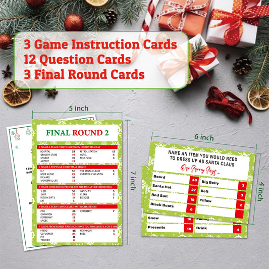 Xenseou Christmas Feud Game cards spread for quick rounds and lively questions.