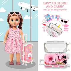 XFBB doll suitcase with rotating wheels for easy on the go play