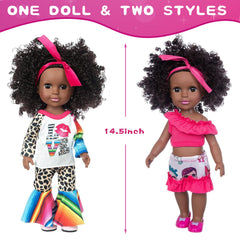 XFEYUE 14.5-inch black doll outfit set A for creative dress-up play.