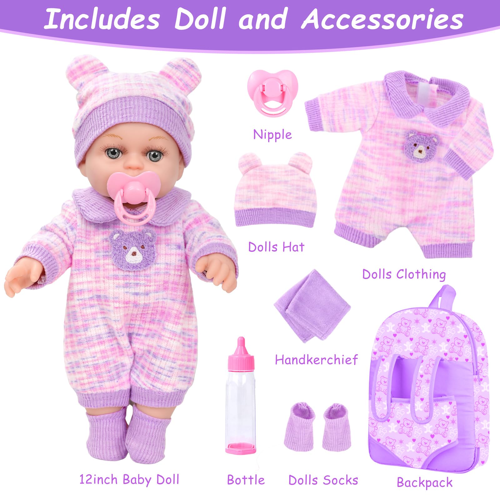 XFEYUE 12inch baby doll gift box ready for gifting occasions