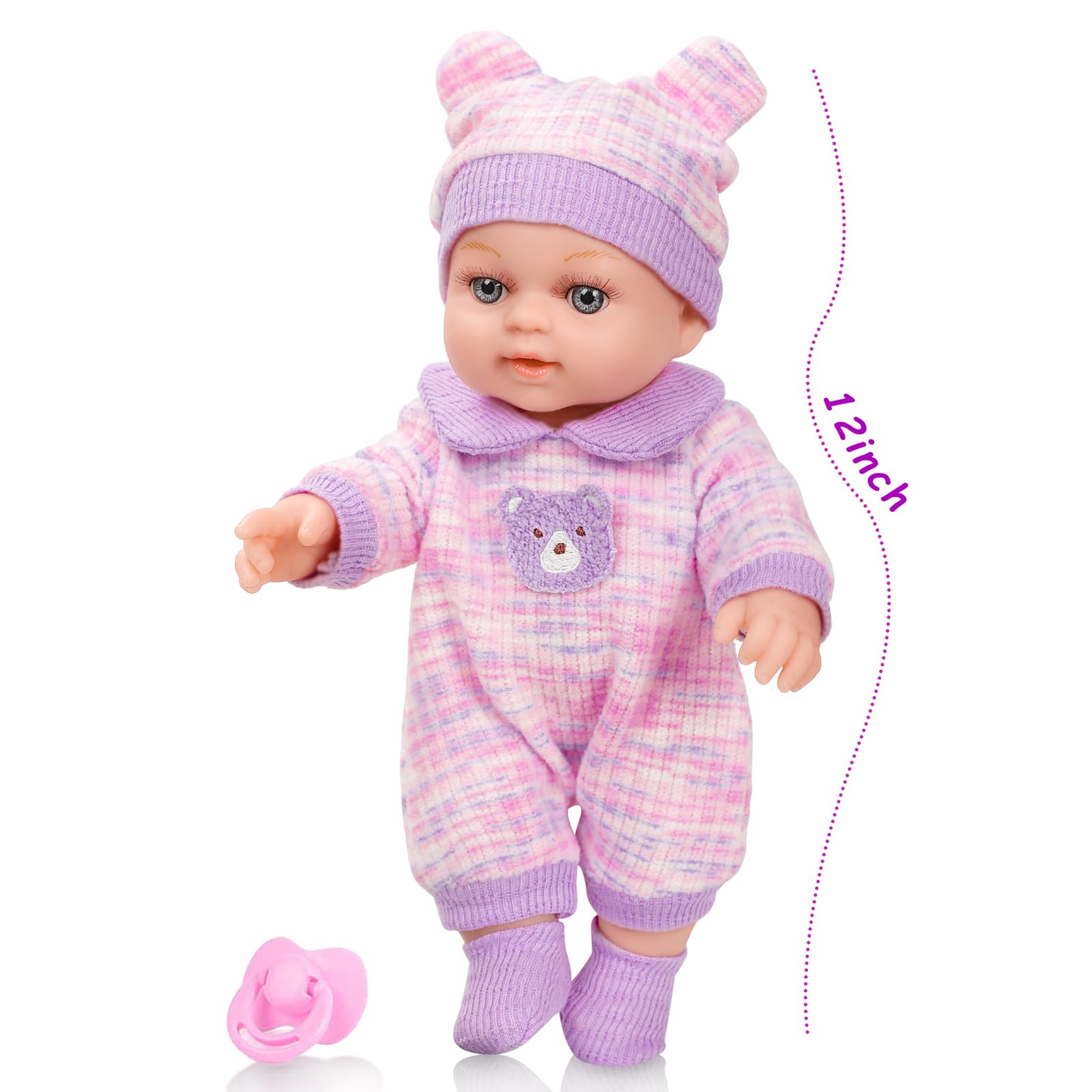 XFEYUE 12inch baby doll pacifier for nurturing playtime