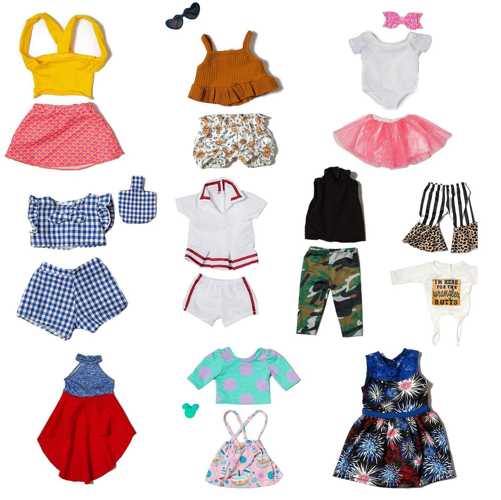 XFEYUE 18-inch doll clothes five skirts for versatile wardrobe options.
