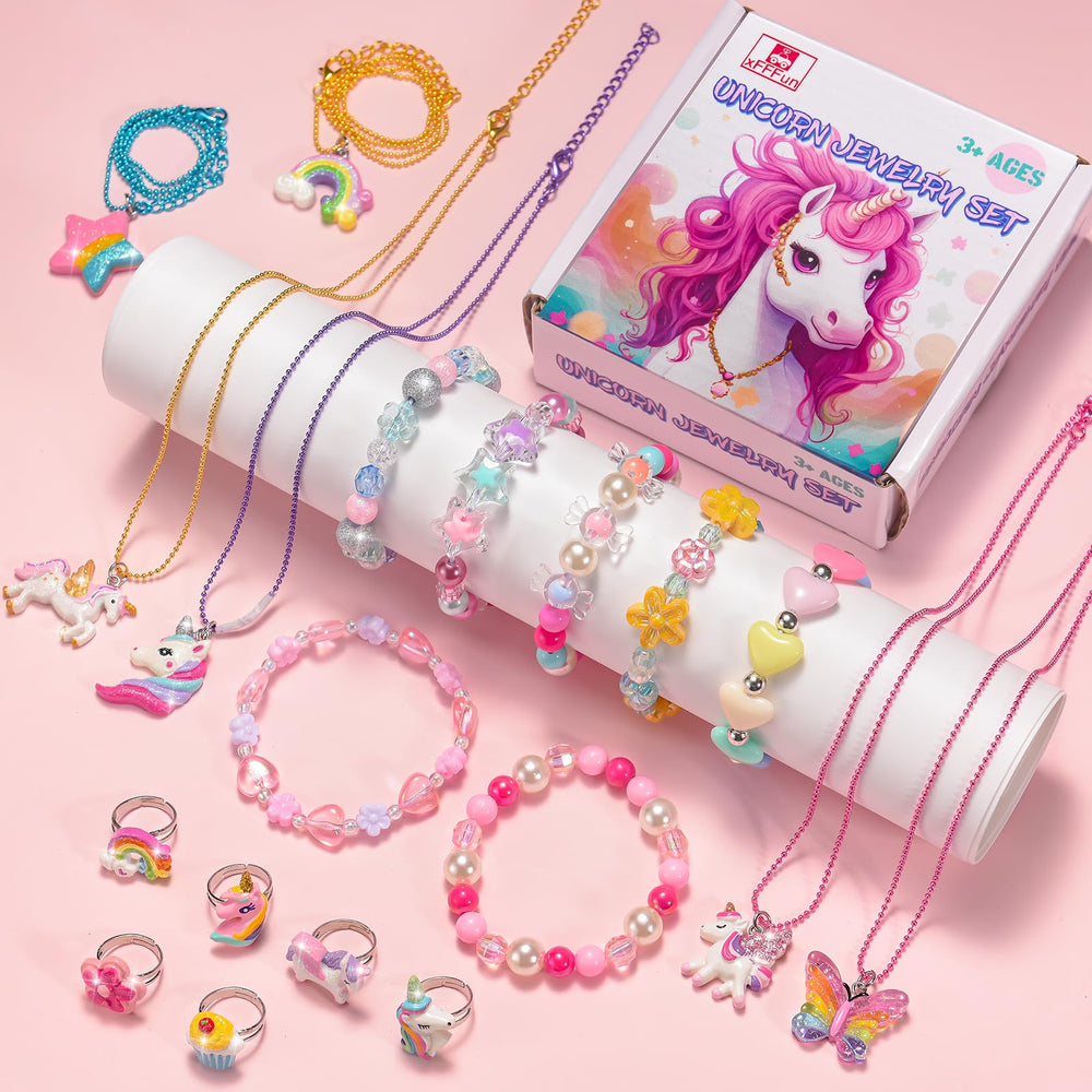 xFFFun rainbow beaded bracelets for toddlers, colorful party accessory