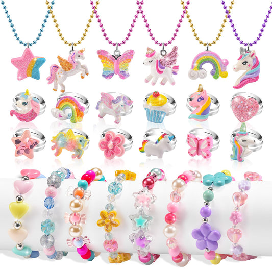 xFFFun unicorn necklaces for kids, sparkly dress-up accessory