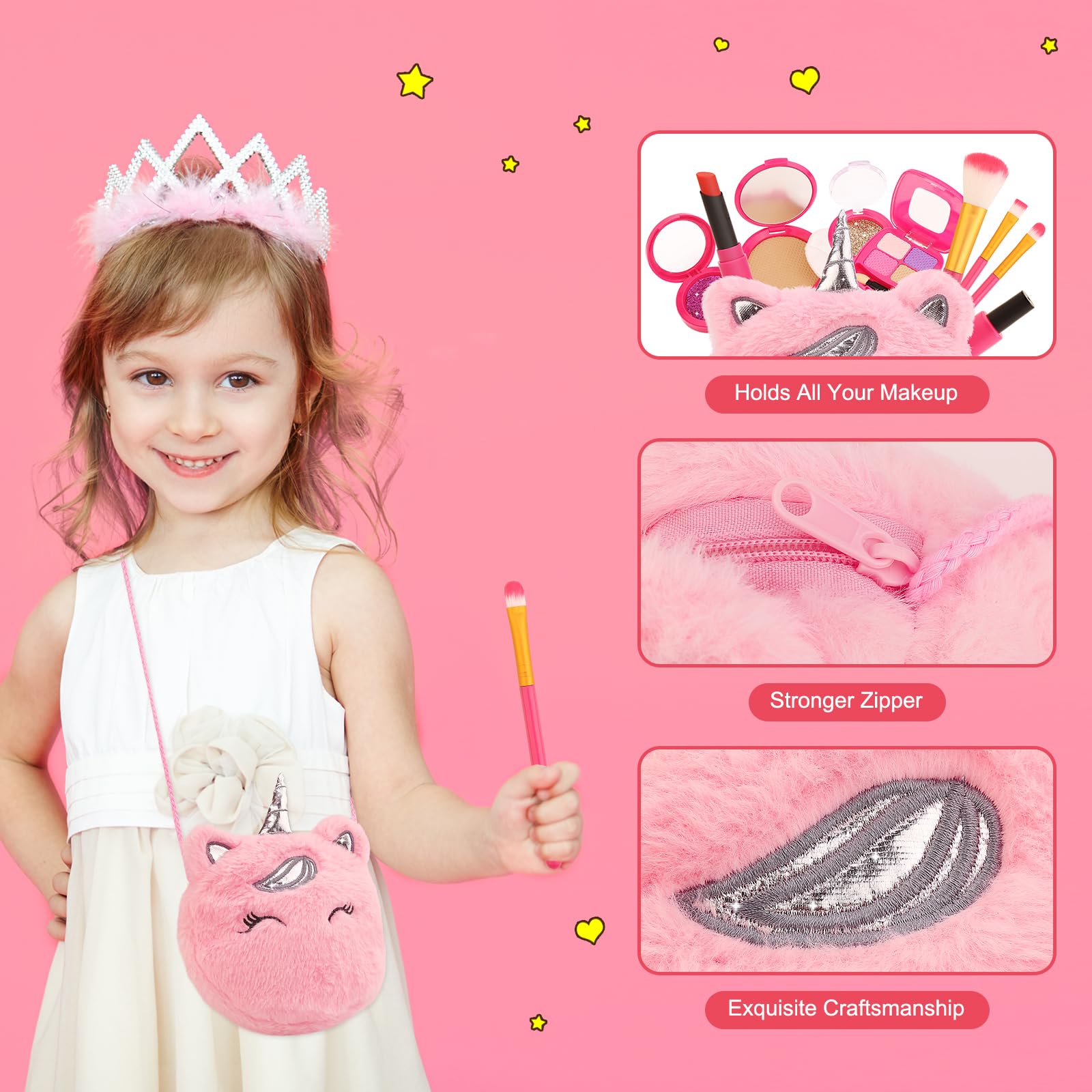 xFFFun unicorn purse blush powder for soft, playful colorings in role play