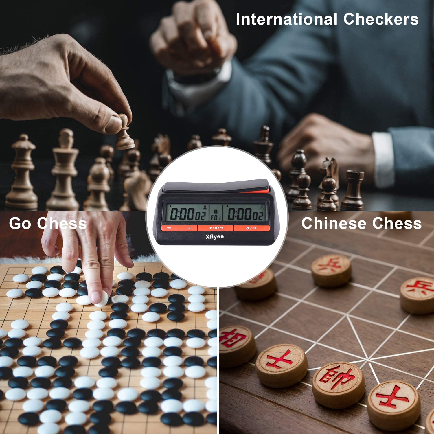 Xflyee Chess Clock portable design in a compact shell for travel.