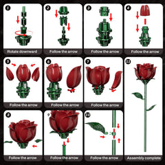 XGSHJ Burgundy Rose Bouquet building set makes thoughtful gifts for Valentine’s Day or Mother's Day.