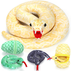 Xhamuon 55-inch giant snake plush mommy, soft and huggable for playtime and decor.
