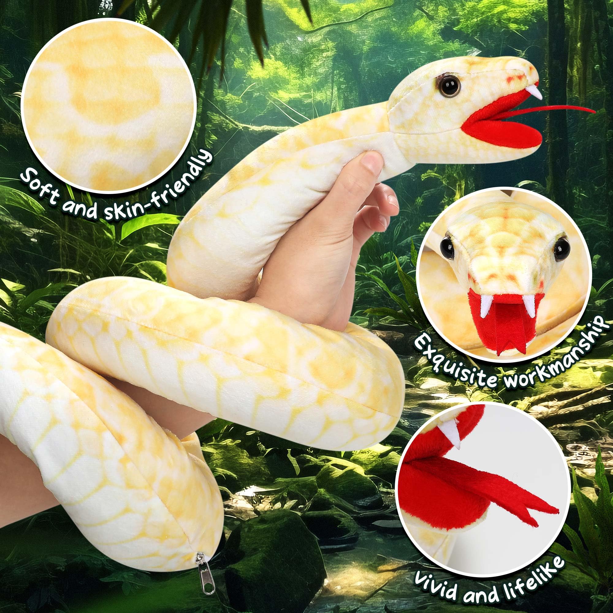 Xhamuon snake plush with bionic design, bright eyes and flexible body invite exploration.